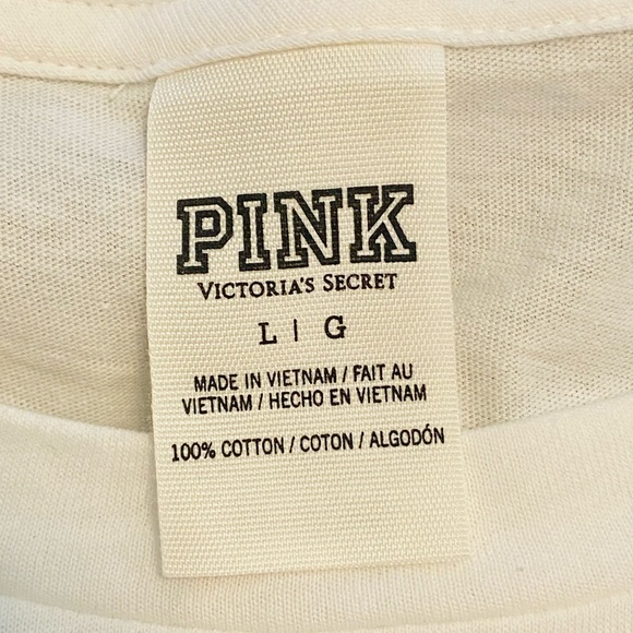 NWOT Victoria's Secret PINK White Campus Signature Tee - Picture 11 of 13